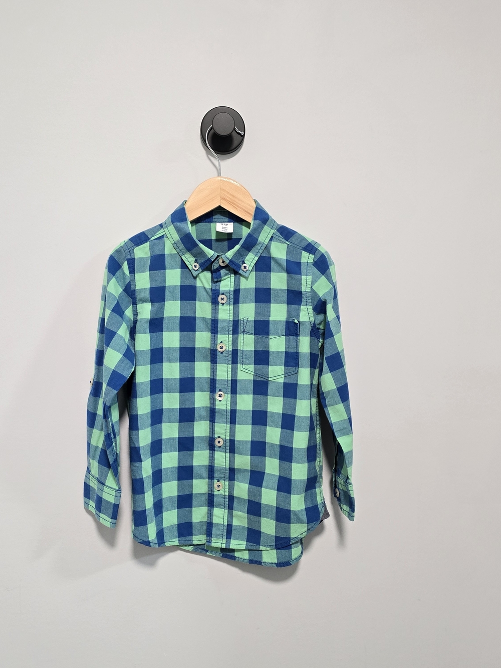 GAP Blue & Green Plaid Button-Down Cotton Shirt